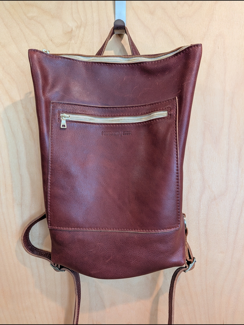 Portland Leather Cognac Brown Leather Laptop Backpack - Picture 2 of 7